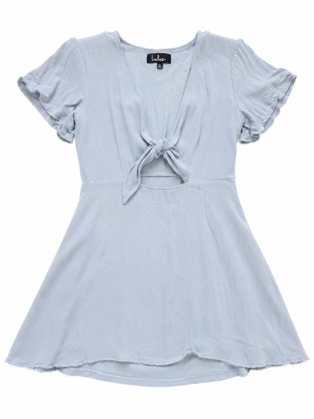 Lulus Sea Day Light Blue Tie Front Skater Dress | Size Medium